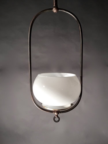 Pr. Gas Harps with Milk Glass Glass Shade